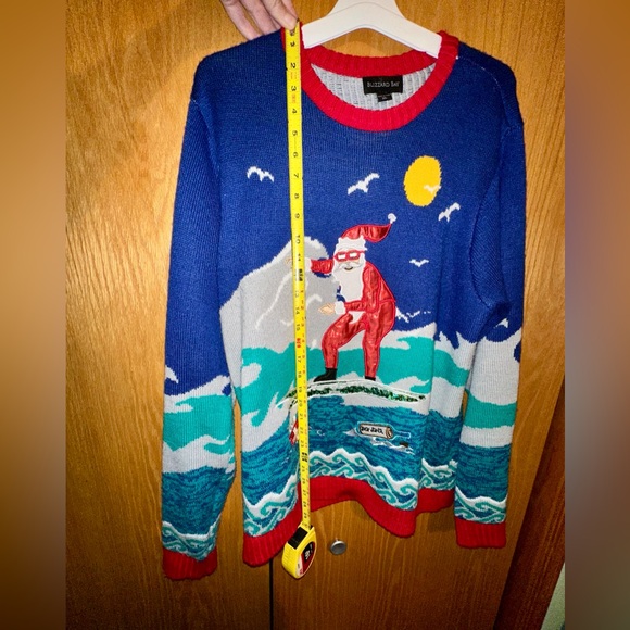 Blizzard Bay Santa Surfing Ugly Christmas Sweater XL - Picture 5 of 6